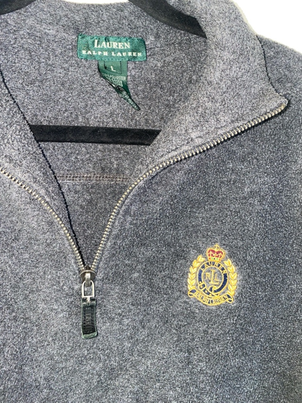 🛍️ Lauren Ralph Lauren Men's Gray Logo Emblem Fleece 1/4 Zip! - Picture 4 of 9